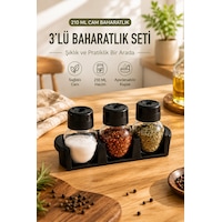 Porsima L-00372 Plastik Standlı 3'lü Baharatlık Takımı Tuzluk Siyah Porsima L-00372 Plastik Standlı 3'lü Baharatlık Takımı Tuzluk Siyah