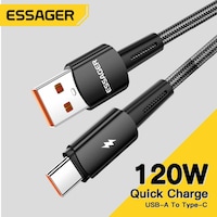 Essager 1 Metre 120w 6a Pd3.1 Usb To Type-c Mega Hızlı Data Şarj Kablosu, Ultra Sağlam Halat Kablo Kopmaz Essager 1 Metre 120w 6a Pd3.1 Usb To Type-c Mega Hızlı Data Şarj Kablosu, Ultra Sağlam Halat Kablo Kopmaz
