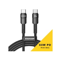 Essager 3 Metre 60w Pd Type C To Type C Şarj Kablosu, Akım, Isı Ve Güç Korumalı Ultra Sağlam Kablo Essager 3 Metre 60w Pd Type C To Type C Şarj Kablosu, Akım, Isı Ve Güç Korumalı Ultra Sağlam Kablo