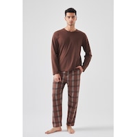 Koza İç Giyim Erkek Pamuklu Uzun Kollu Ekose Desenli Pijama Takımı Ke77614 Kahverengi Koza İç Giyim Erkek Pamuklu Uzun Kollu Ekose Desenli Pijama Takımı Ke77614 Kahverengi