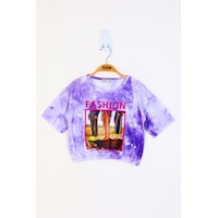 Toontoy Kids Toontoy Kız Çocuk Batik Desenli Fashıon Baskılı Crop Tişört Lila Toontoy Kids Toontoy Kız Çocuk Batik Desenli Fashıon Baskılı Crop Tişört Lila