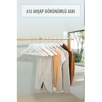 6 Lı Ahşap Görünümlü Askı Beyaz 44 Cm Çok Renkli 6 Lı Ahşap Görünümlü Askı Beyaz 44 Cm Çok Renkli