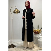 Rabia Şamlı Manolya Siyah Triko Hırka Normal Rabia Şamlı Manolya Siyah Triko Hırka Normal