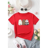 Uyguntarz Çocuk Kafadar Ayılar Baskılı Pamuklu Tshirt Kırmızı Uyguntarz Çocuk Kafadar Ayılar Baskılı Pamuklu Tshirt Kırmızı