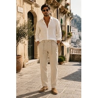 Danger Erkek Pamuk Viskon Kumaş Keten Görünümlü Bej Slim Fit Pantolon - 216dngr Danger Erkek Pamuk Viskon Kumaş Keten Görünümlü Bej Slim Fit Pantolon - 216dngr