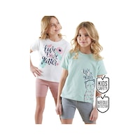 Denokids Çiçekler Kız Çocuk 2'li Pijama Takım Renklı Çok Renkli Denokids Çiçekler Kız Çocuk 2'li Pijama Takım Renklı Çok Renkli