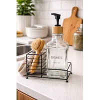 Makri Home Metal Stantlı Bambu Kapaklı Cam Sıvı Sabunluk/deterjanlık, 500 Ml, 15 8,5 23 Cm Şeffaf Makri Home Metal Stantlı Bambu Kapaklı Cam Sıvı Sabunluk/deterjanlık, 500 Ml, 15 8,5 23 Cm Şeffaf