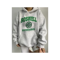 Blackjack Giyim Unisex Gri Oversize Kapüşonlu Kanguru Cepli Roswell Baskılı Sweatshirt Hoodie Model3 Blackjack Giyim Unisex Gri Oversize Kapüşonlu Kanguru Cepli Roswell Baskılı Sweatshirt Hoodie Model3