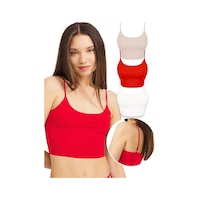Cottonhill Ayarlanabilir İnce Askılı Lazer Kesim Crop Büstiyer 3'lü Paket Renkli-5 Cottonhill Ayarlanabilir İnce Askılı Lazer Kesim Crop Büstiyer 3'lü Paket Renkli-5