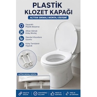 Oval Klozet Kapağı Plastik Alttan Sıkmalı Standart Model Beyaz Oval Klozet Kapağı Plastik Alttan Sıkmalı Standart Model Beyaz