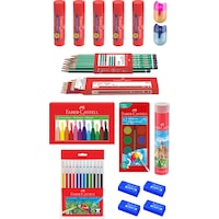Faber-Castell 15 Parça Okul Öğrenci Seti,Boyama Seti,Yazı Seti,Stick Yapıştırıcı,Silgi,Kalemtıraş Donanımlı Set Faber-Castell 15 Parça Okul Öğrenci Seti,Boyama Seti,Yazı Seti,Stick Yapıştırıcı,Silgi,Kalemtıraş Donanımlı Set
