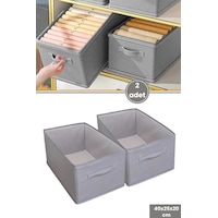 2 Li Pantolon Kazak Düzenleyici Set, Elbise Kıyafet Çamaşır Saklama Kutusu Mukava Destekli 40x25cm Gri 2 Li Pantolon Kazak Düzenleyici Set, Elbise Kıyafet Çamaşır Saklama Kutusu Mukava Destekli 40x25cm Gri