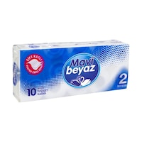 Mavi Beyaz Çift Katlı Tuvalet Kağıdı 10 Rulo