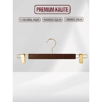 Ceviz Ahşap Pantolon Etek Askısı Gold Kancalı 10 Adet Ceviz Ceviz Ahşap Pantolon Etek Askısı Gold Kancalı 10 Adet Ceviz