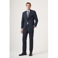 İmza Lacivert Mono Yaka Çizgili 6 Drop Slim Fit Tam Astar Esnek Takım Elbise 1001260149 İmza Lacivert Mono Yaka Çizgili 6 Drop Slim Fit Tam Astar Esnek Takım Elbise 1001260149