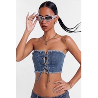 Bluew White Mavi Crop Jean Büstiyer Bluew White Mavi Crop Jean Büstiyer