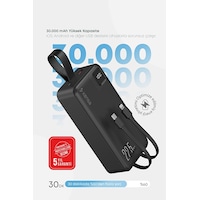 Taşınabilir 30.000 Mah Powerbank 22.5w Pd Hızlı Şarj, Led Gösterge, Android & Apple Uyumlu iOS Siyah Taşınabilir 30.000 Mah Powerbank 22.5w Pd Hızlı Şarj, Led Gösterge, Android & Apple Uyumlu iOS Siyah