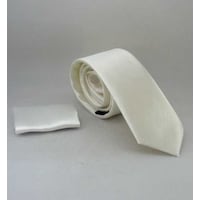 Gaffy Krem Slim Fit İnce Düz Renk Mendilli Saten Kravat - SS-33 Krem Gaffy Krem Slim Fit İnce Düz Renk Mendilli Saten Kravat - SS-33 Krem
