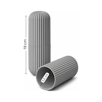 Gri Seyahat Tipi Organizer Taşıma Kabı Diş Fırçası Gözlük Makyaj Fırçası Kutusu 19 cm