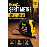 İkon Tools Şerit Metre 3m X 16mm Profesyonel Ölçü Metresi Dayanıklı Gövde Kilitli Mekanizma Hassas Ölçüm 3 M İkon Tools Şerit Metre 3m X 16mm Profesyonel Ölçü Metresi Dayanıklı Gövde Kilitli Mekanizma Hassas Ölçüm 3 M