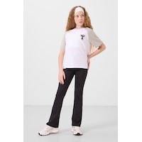 Tommylife Siyah Esnek Standart Fit Basic Performans İspanyol Paça Kız Çocuk Tayt - 75193 Siyah