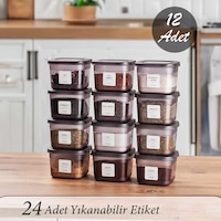 Porsima 430-GR Çok Amaçlı Etiketli Baharatlık Saklama Kabı Antrasit 600 ML 12'li Porsima 430-GR Çok Amaçlı Etiketli Baharatlık Saklama Kabı Antrasit 600 ML 12'li