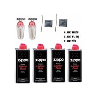 Zippo Benzin 4 Adet 2 Taş ve 2 Fitil 8'Li Set Zippo Benzin 4 Adet 2 Taş ve 2 Fitil 8'Li Set