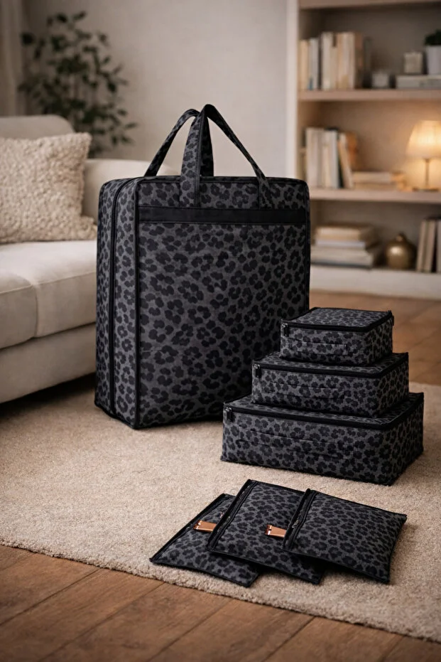 Morbebe 7 Li Set Premium Ayakkabı Hurcu 6 Bölmeli Ayakkabı Organizer I Leoparlı 6 Lı Valiz Düzenleyici Set Siyah Morbebe 7 Li Set Premium Ayakkabı Hurcu 6 Bölmeli Ayakkabı Organizer I Leoparlı 6 Lı Valiz Düzenleyici Set Siyah