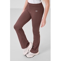Tommylife Kahverengi Esnek Standart Fit Basic Performans İspanyol Paça Kız Çocuk Tayt - 75193 Kahverengi