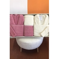 Zebra 8 Parça Aile Bornoz Takımı Gül Kurusu - Krem Çok Renkli Zebra 8 Parça Aile Bornoz Takımı Gül Kurusu - Krem Çok Renkli