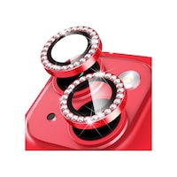 Buff Apple Uyumlu iPhone 14 / 14 Plus Diamond Kamera Lens Koruyucu Kırmızı