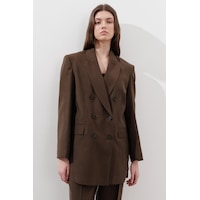 Manuka Tencel Kemerli Kruvaze Blazer Ceket Acı Kahve Acı Kahve Manuka Tencel Kemerli Kruvaze Blazer Ceket Acı Kahve Acı Kahve