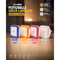 Cata Ct-9500 Fotoselli Led Gece Lambası - 4 Lü Paket Renkli Cata Ct-9500 Fotoselli Led Gece Lambası - 4 Lü Paket Renkli