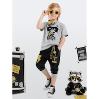 Denokids Rakun Erkek Çocuk T-shirt Kapri Şort Takım Çok Renkli Denokids Rakun Erkek Çocuk T-shirt Kapri Şort Takım Çok Renkli