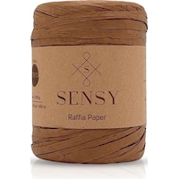 Sensy Premium 400 Metre Rafya Ip Çanta Ipi Raffia Ip Kağıt Ip Supla Ipi 250 Gram Sütlü Kahve