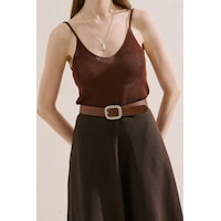 Manuka Gümüş Tokalı Deri Kemer Taba Ss26kmr00006-58 Manuka Gümüş Tokalı Deri Kemer Taba Ss26kmr00006-58