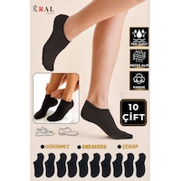Kral Socks Kadın Pamuklu Terletmez 10'lu - 10 Çift Yazlık Görünmez Çorap Siyah Kral Socks Kadın Pamuklu Terletmez 10'lu - 10 Çift Yazlık Görünmez Çorap Siyah