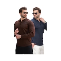 Madmext Kahverengi/lacivert Polo Yaka Fermuarlı 2'li Paket Örme Kazak E7456 Kahverengi/lacivert Madmext Kahverengi/lacivert Polo Yaka Fermuarlı 2'li Paket Örme Kazak E7456 Kahverengi/lacivert