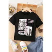 Uyguntarz Çocuk True Of Baskılı Pamuklu Tshirt Siyah Uyguntarz Çocuk True Of Baskılı Pamuklu Tshirt Siyah