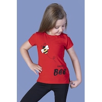 Toontoy Kids Toontoy Kız Çocuk Arı Baskılı Tişört Kırmızı