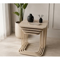 4'lü Tekerlekli Zigon Sehpa Krem Ayak Traverten 18mm Mdf Krem Traverten 4'lü Tekerlekli Zigon Sehpa Krem Ayak Traverten 18mm Mdf Krem Traverten