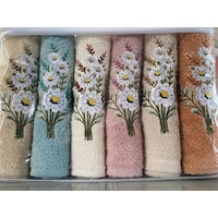 Daisy Flosh Nakışlı 6 Lı El Yüz Havlu Takımı Çok Renkli