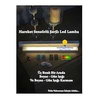 Hareket Sensörlü Şarjlı Led Lamba 30 Cm Gün Işığı - Beyaz Çift Renk Hareket Sensörlü Şarjlı Led Lamba 30 Cm Gün Işığı - Beyaz Çift Renk