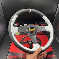 Momo Spor Direksiyon 32cm Beyaz Detaylı- Yarış Spor Direksiyonu Momo Spor Direksiyon 32cm Beyaz Detaylı- Yarış Spor Direksiyonu