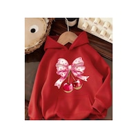 Herkesemoda Tatlı Kurdele Baskı Detaylı Kapüşonlu Sweatshırt Kırmızı Herkesemoda Tatlı Kurdele Baskı Detaylı Kapüşonlu Sweatshırt Kırmızı