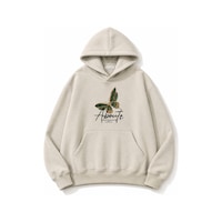 Herkesemoda Yeşil Kelebek Baskılı Kapüşonlu 2 İplik Şardonlu Sweatshirt Bej Herkesemoda Yeşil Kelebek Baskılı Kapüşonlu 2 İplik Şardonlu Sweatshirt Bej