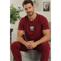 Siyah İnci Kısa Kollu Örme Erkek Pijama Takım 7794 Koyubordo Siyah İnci Kısa Kollu Örme Erkek Pijama Takım 7794 Koyubordo
