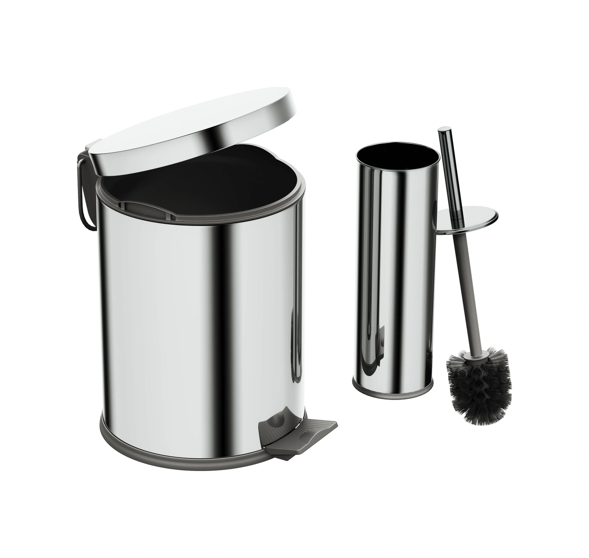 Aqua Bagno Basic Set - Klozet Fırçası + Çöp Kovası 5 L, 2 Parça, Parlak Krom Paslanmaz Krom Aqua Bagno Basic Set - Klozet Fırçası + Çöp Kovası 5 L, 2 Parça, Parlak Krom Paslanmaz Krom