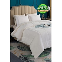Ultra Yumuşak Çift Taraflı Wellsoft Peluş Yorgan Çift Kişilik Yıkanabilir 200x220 Cm Krem Krem