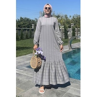 Rabia Şamlı Seda Gri Elbise Normal Rabia Şamlı Seda Gri Elbise Normal